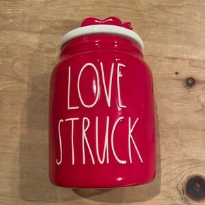 NWOT Rae Dunn Baby Love Struck Canister 3-D heart lid/top Home Gift Cookie Jar